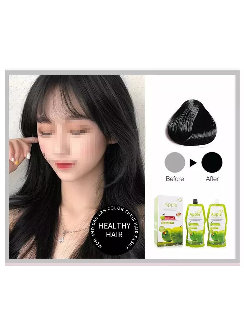 ابل  كريم صبغ التفاح الأسود الخالي من الأمونيا ومستخلص فاكهة التفاح 96 أسود للشعر واللحية. - Image 4