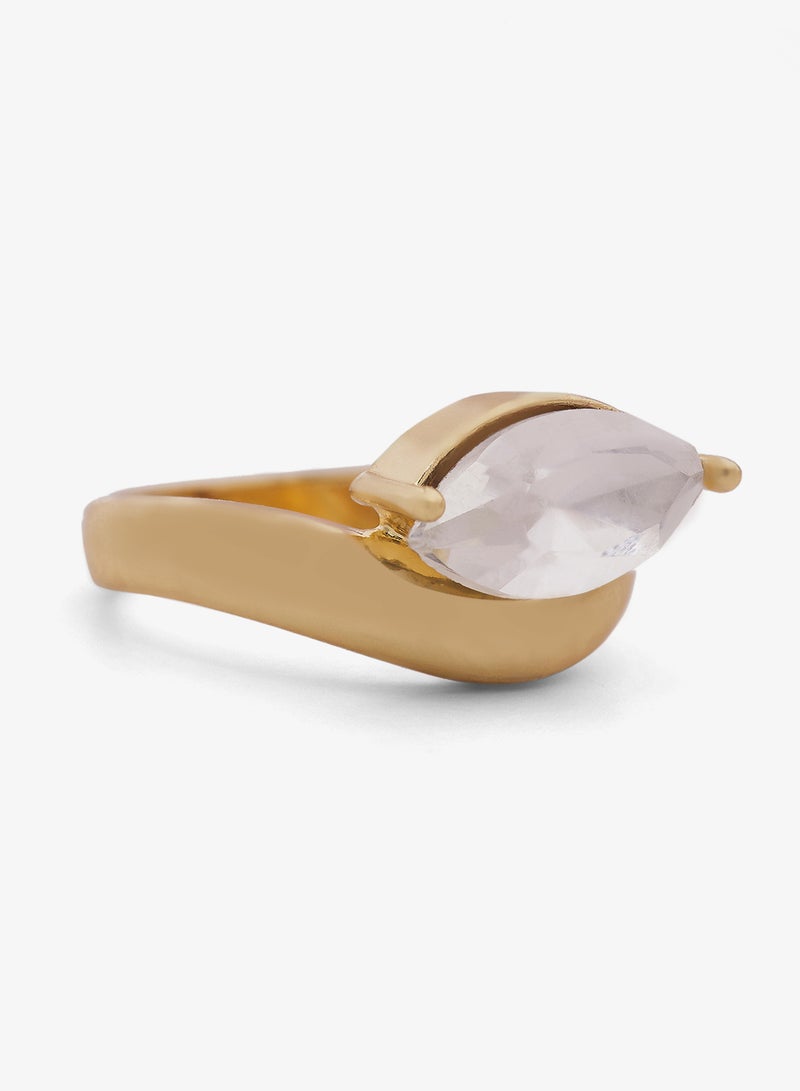 Ella Limited Edition Chunky Jewel Embellished Gold Detail Ring - Image 1