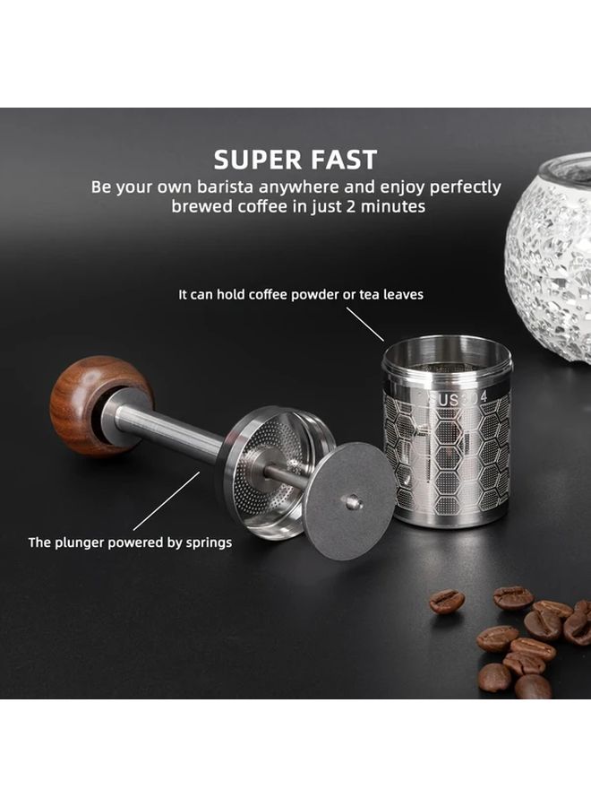 Portable Paperless Reusable Filter Press 304 Stainless Steel Micro French Press For Hot Iced Cold Brew Coffee Tea - Image 5