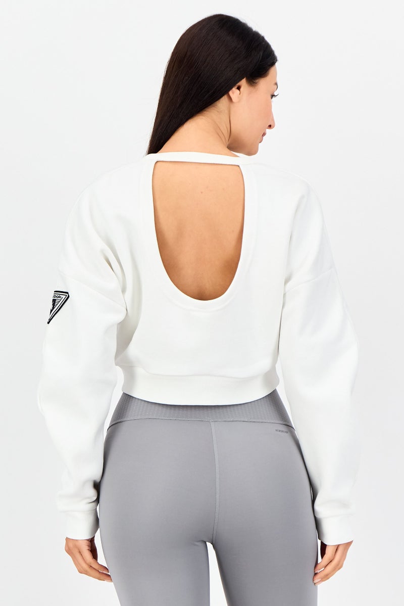 Reebok Women Sportswear Fit Long Sleeve Outdoor Cropped Sweatshirt, White - Image 3
