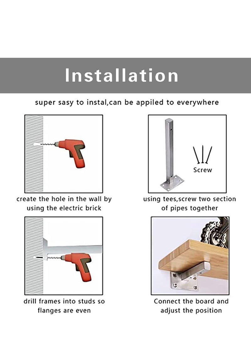 SYOSI Floating Shelf Brackets,  2 Pcs 6 inch Silver Heavy Duty Shelf Brackets, Premium Solid Steel Shelf Supports for Shelves, Heavy Floating Shelves Hardware for Shelves Support DIY - Image 2