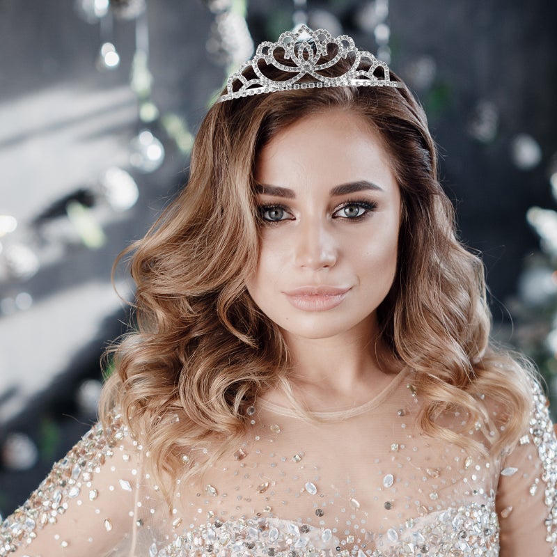 🌱 طوق رأس بتاج مرصع بالأحجار لحفلات عيد الميلاد مع مشبك للعرائس وفتيات الزهور - Image 4