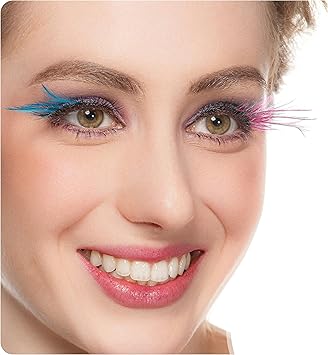 Dorisue halloween lashes Pink and Blue Color Eyelashes Joker Cosplay Costumes Set Party Feather lashes Makeup costume lashes 1 pair - Image 2