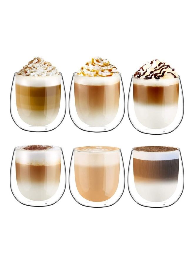 NIBEMINENT 6 Pieces Double Walled Coffee Glasses Mugs multicolour - Image 1