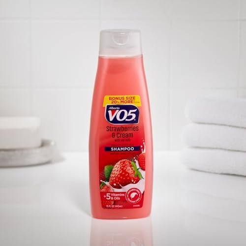 Alberto VO5 Moisture Milks Moisturizing Shampoo - Hydrating Shampoo with Soy Milk - 5 Oils and Vitamins - Strawberries and Cream Scent - 15 oz - Image 2