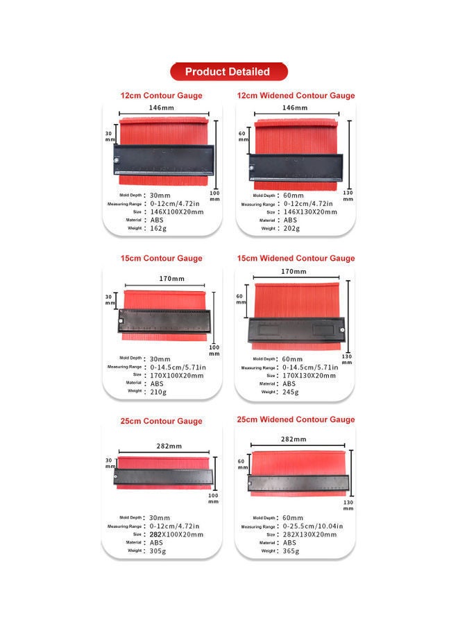 نيبمينينت مسطرة قياس مزدوجة لتحديد محيط الشكل متعدد الألوان 9.8بوصة - Image 2