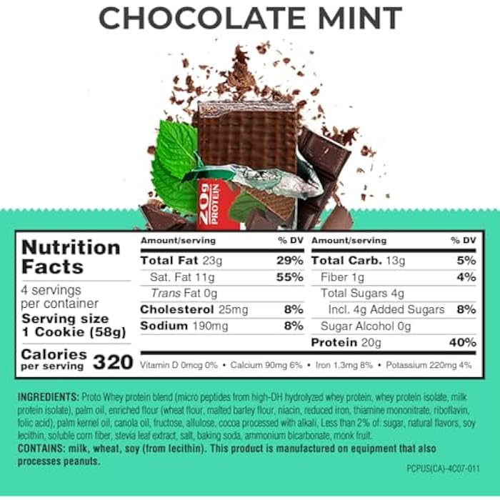 Power Crunch PRO Protein Wafer Bars, High Protein Snacks with Delicious Taste, Chocolate Mint, 2.0 Ounce (4 Count) - Image 2