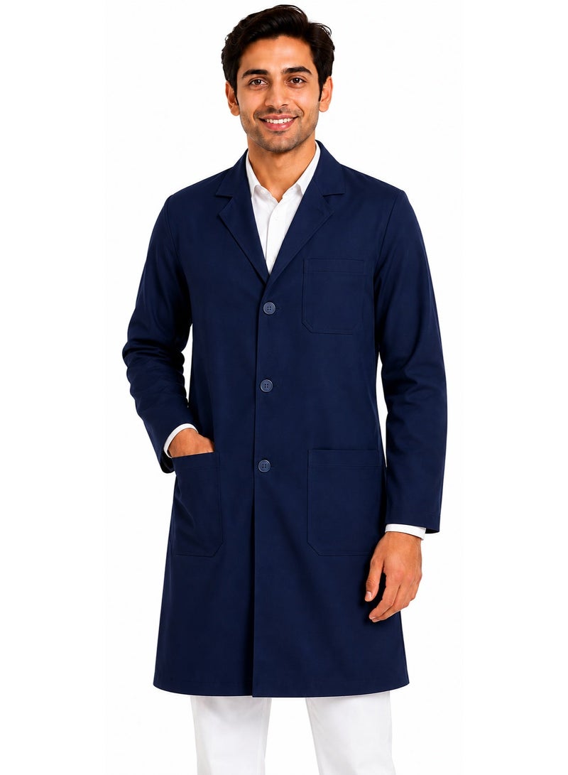 Women's Professional Lab Coat, Long Sleeve, Button Closure (NAVY BLUE) - Image 2