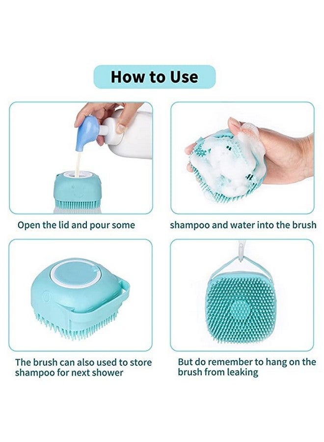 Dog Bath Brush, Best Pet Bathing Tool For Dogs, Soft Silicone Dog Grooming Brush Bristles With Loop Handle Give Pet Gentle Massage, Extra Shampoo Dispenser (Multicolor) - Image 3