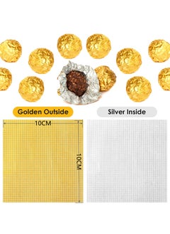 RTYY 100 Pieces 4x4 inches Golden Aluminium Foil Candy Wrappers Square Chocolate Molds Sugar Tin Foil Wrappers for DIY Candy Chocolate Packaging by Party Wedding Birthday  - Image 2