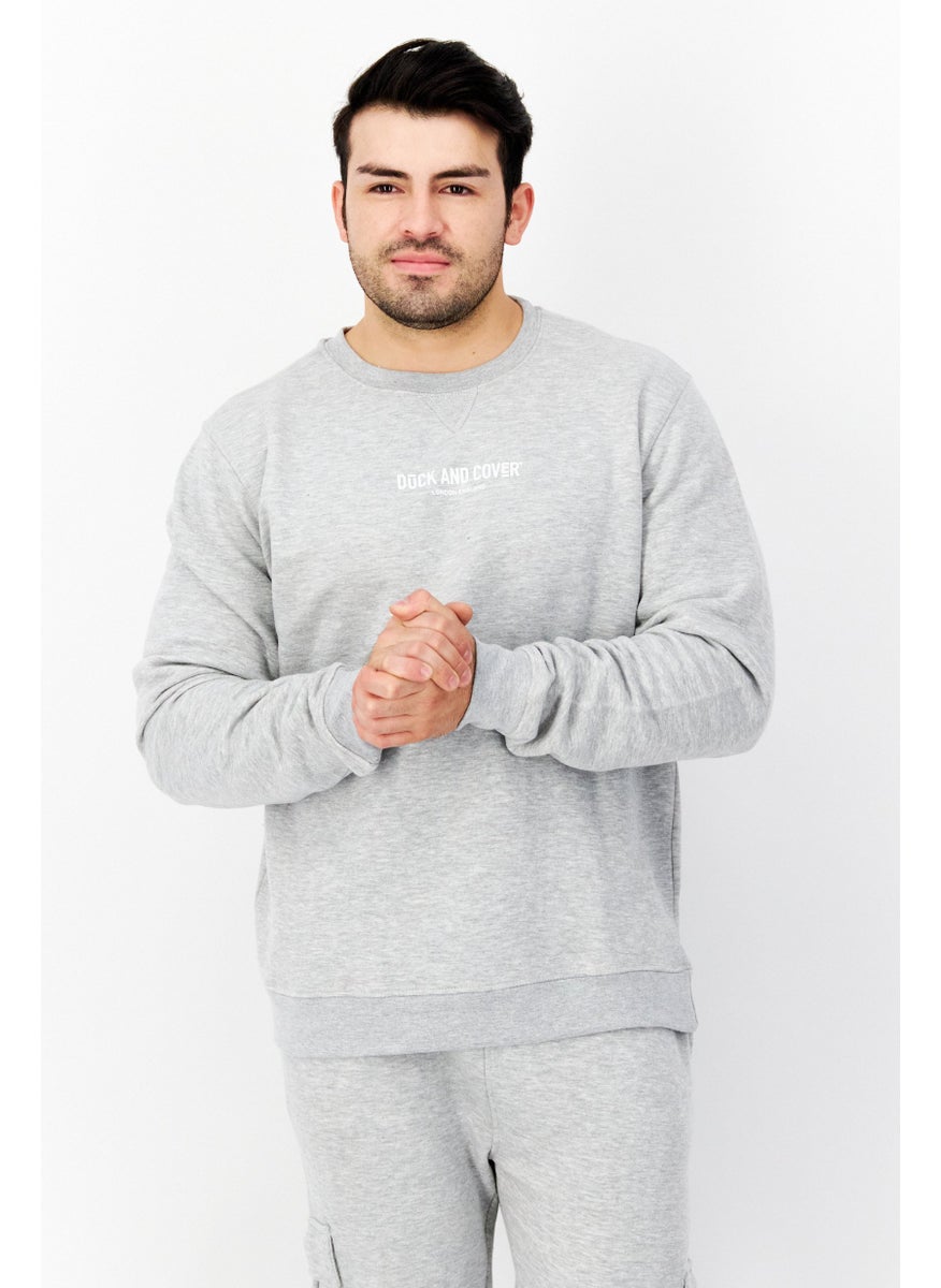 DUCK AND COVER - Men 2 Pieces Crew Neck Brand Logo Long Sleeves Sweatshirt And Jogger Pants, Grey - Image 1