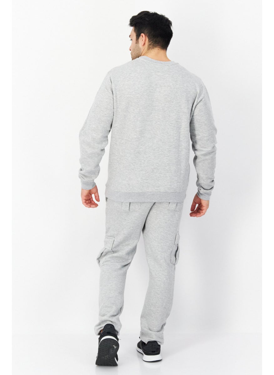 DUCK AND COVER - Men 2 Pieces Crew Neck Brand Logo Long Sleeves Sweatshirt And Jogger Pants, Grey - Image 1