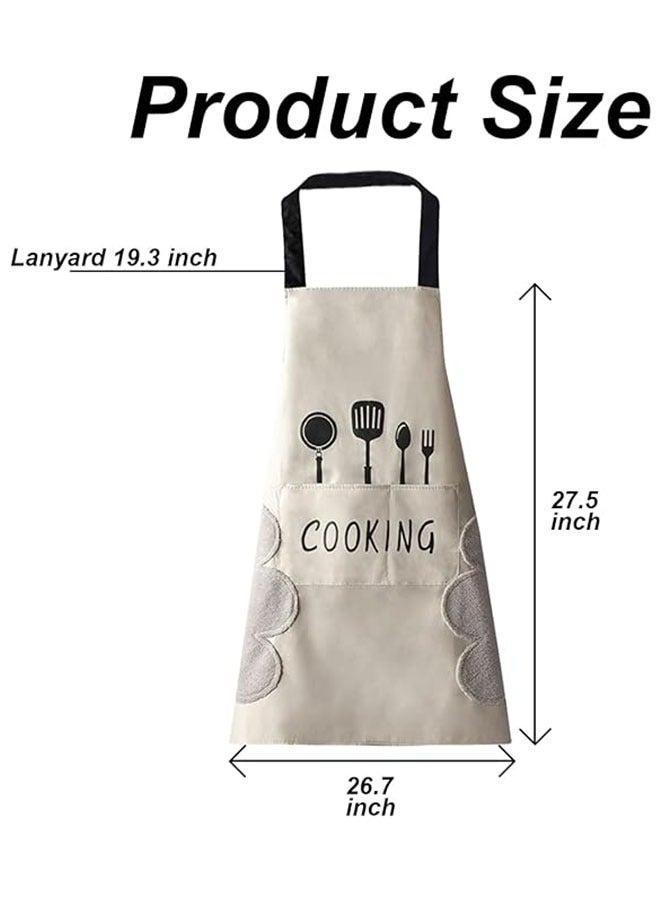 2 مئزر مطبخ مع جيب وممسحة يد، مطبخ من نوع واحد مضاد للماء، مطبخ طبخ طبخ طبخ طبخ ممسحة - Image 2