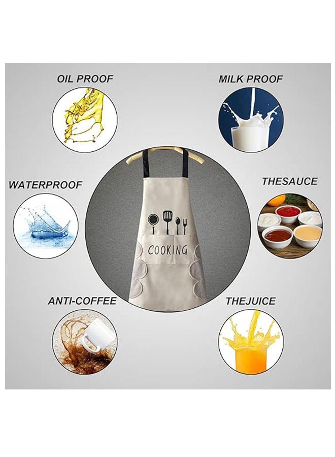 2 مئزر مطبخ مع جيب وممسحة يد، مطبخ من نوع واحد مضاد للماء، مطبخ طبخ طبخ طبخ طبخ ممسحة - Image 4