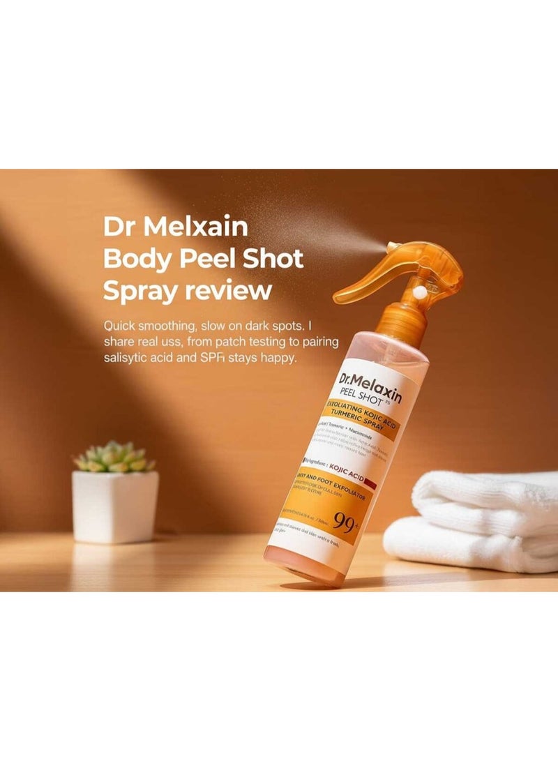 Dr.Melaxin Peel Shot Kojic Acid Turmeric Body Exfoliator Spray 200ml – AHA PHA Niacinamide for KP Bumps, Dark Spots, Uneven Skin Tone, Korean Skincare - Image 1