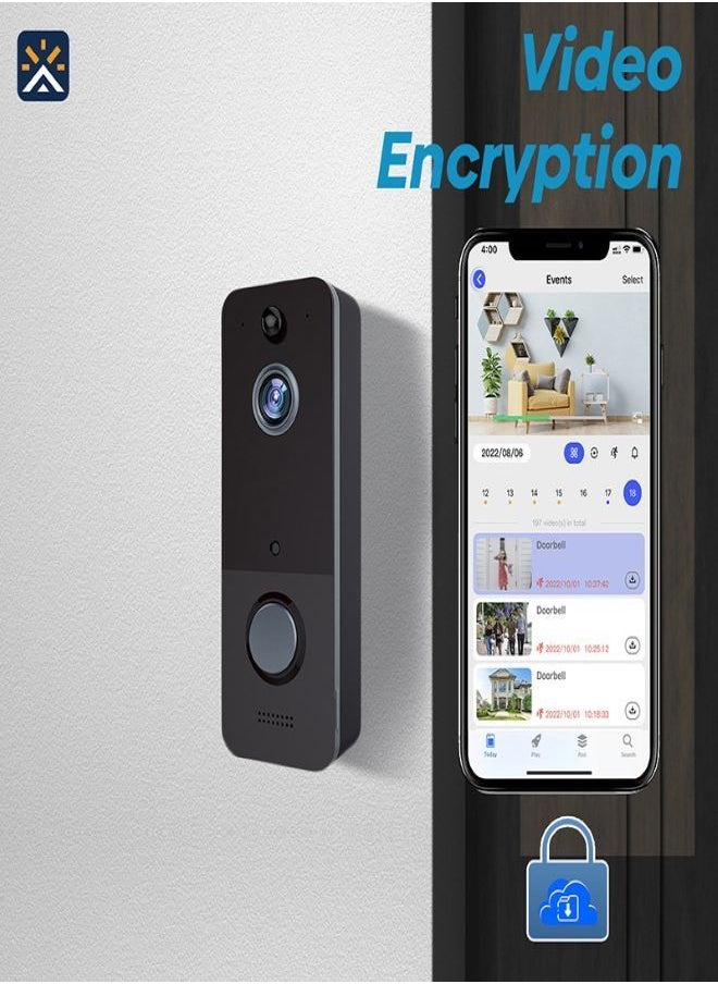 Generic - Video Doorbell Camera Upgraded Wireless Doorbell with Free Cloud Storage WiFi Smart Camera Doorbell  Motion Detection 2-Way Audio Night Vision - Image 1
