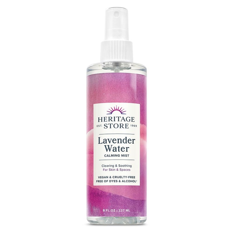 Heritage Store HERITAGE STORE Lavender Water Mist Face and Body Spray Pillow Spray Room Spray Calms and Balances Skin and Spaces Soothing Lavender Scent Made without Parabens Vegan Cruelty Free 8oz 