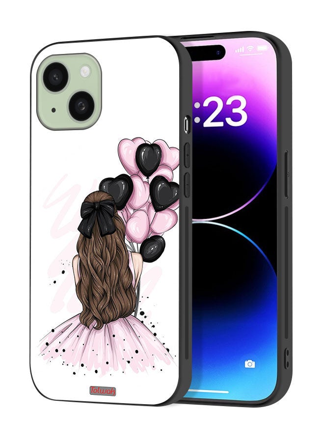 Tolwak Apple iPhone 15 Plus Protective Case Cover Holding Balloons Girl Art - Image 1