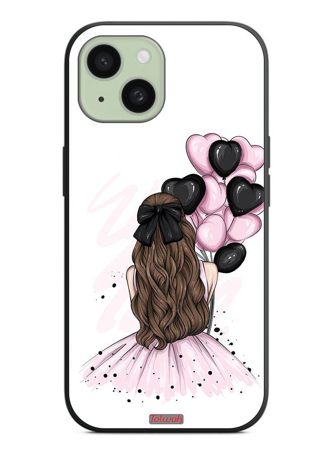 Tolwak Apple iPhone 15 Plus Protective Case Cover Holding Balloons Girl Art - Image 2