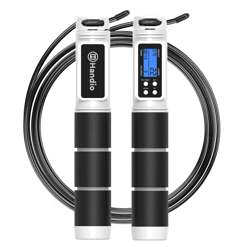 H HANDIO Jump Rope, H Handio Jump Rope with Counter, Workout Jumping Rope with Steel Ball Bearings, Adjustable Length Speed Skipping Rope for Men Women Kids Home Gym, Crossfit, Fitness Exercise - Image 1