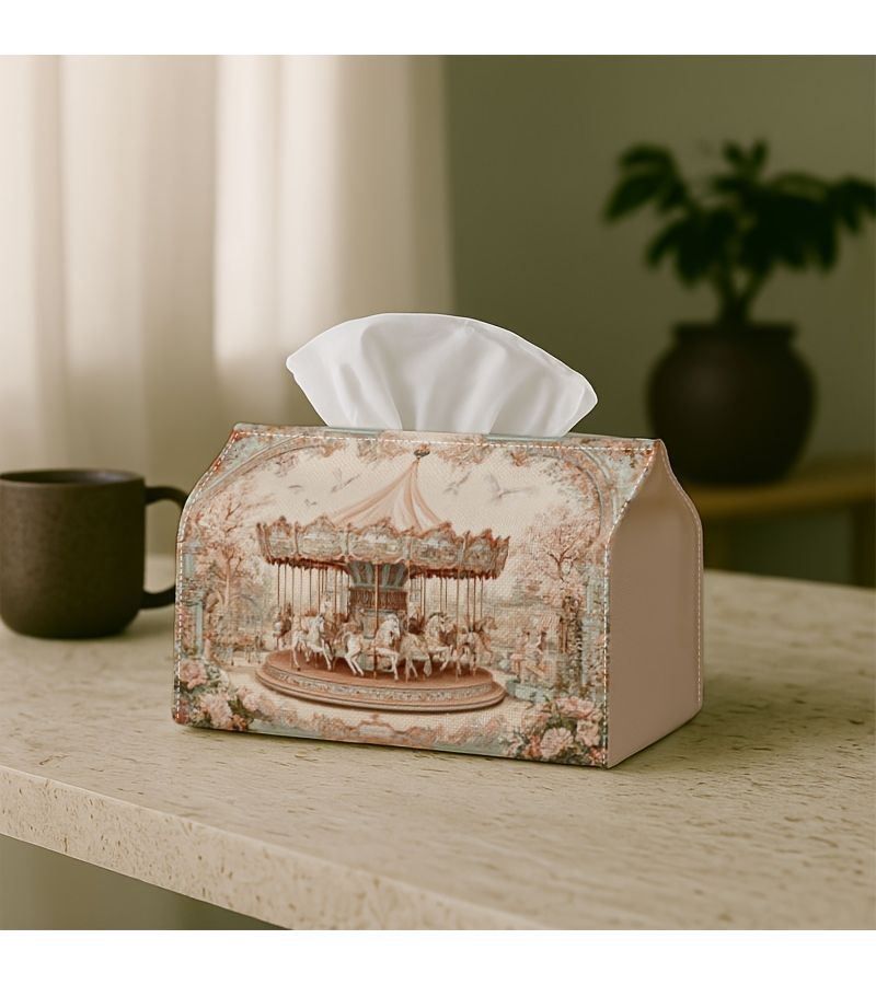 حامل مناديل كاروسيل كلاسيكي قطعة واحدة 7×4.3 بوصة تخزين زخرفي للمطبخ وغرفة المعيشة - Image 2