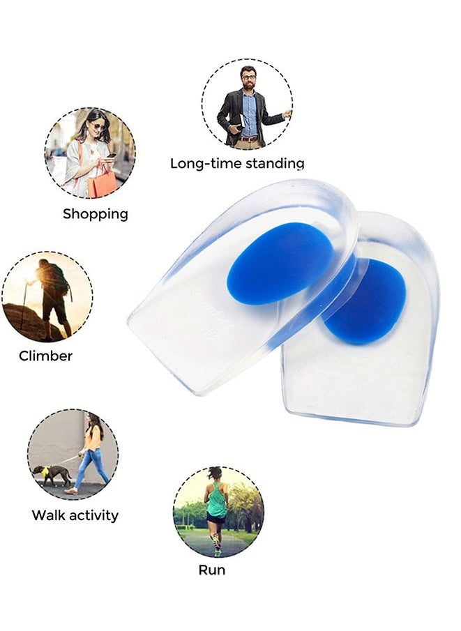 Silicon Gel Heel Cups Plantar Fasciitis Inserts for Bone Spurs Pain Relief Protectors of Your Sore or Bruised Feet Insole Gels Treatment (L)