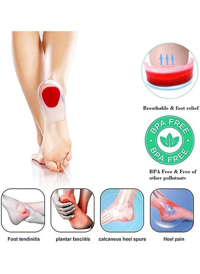 Silicon Gel Heel Cups Plantar Fasciitis Inserts for Bone Spurs Pain Relief Protectors of Your Sore or Bruised Feet Insole Gels Treatment (L)