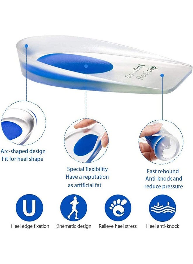 Silicon Gel Heel Cups Plantar Fasciitis Inserts for Bone Spurs Pain Relief Protectors of Your Sore or Bruised Feet Insole Gels Treatment (L)