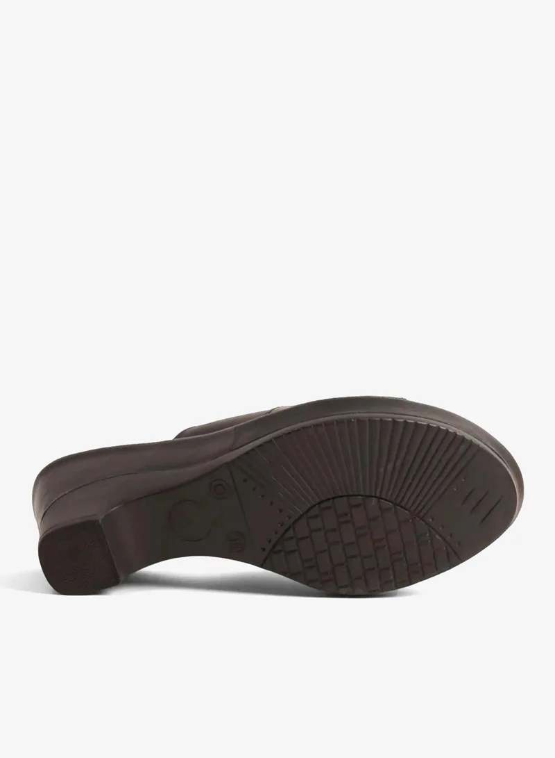 Comfort Plus  COMFORT PLUS SUPORTIVE LEATHER MULES WITH LOW HEEL BLACK for Women | Best Price UAE