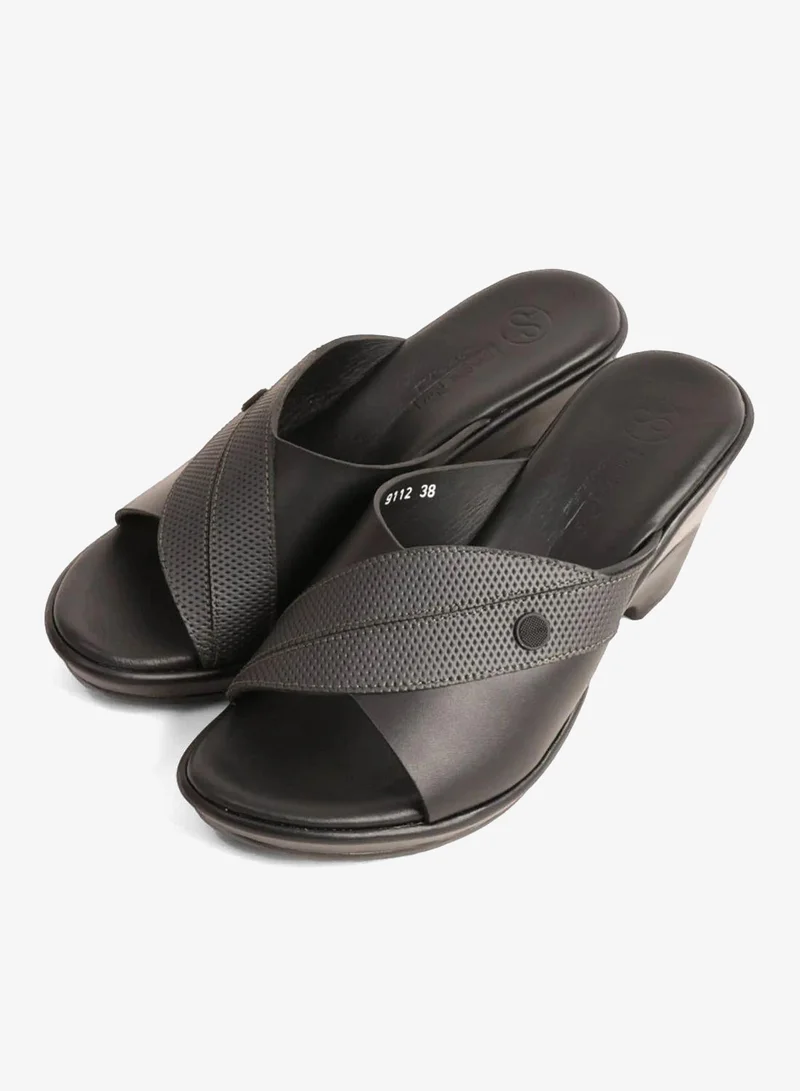 Comfort Plus  COMFORT PLUS SUPORTIVE LEATHER MULES WITH LOW HEEL BLACK for Women | Best Price UAE
