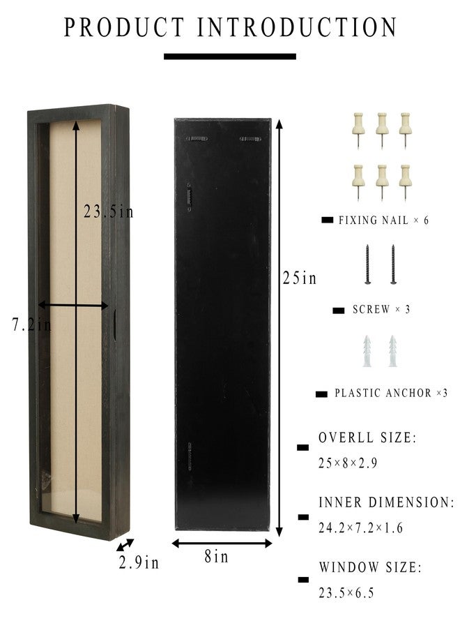Freezing point Shadow Box Frame 8x25 Flower Shadow Box Pin Display Case Cabinet Picture Frame with Linen Back Memorabilia Awards Medals Badge Bouquet Wedding Memory Box for Keepsakes Long Black - Image 5