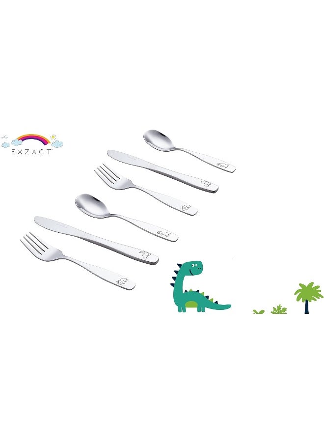 Exzact Children's Cutlery Stainless Steel 6pcs Set/Kids Cutlery/Toddler Utensils/Flatware - Engraved (Dinosaurs) - pzsku/Z1653FEAB0F1DDB846779Z/45/_/1738048073/170ca3d8-7ce1-4566-a28d-97241d030eae