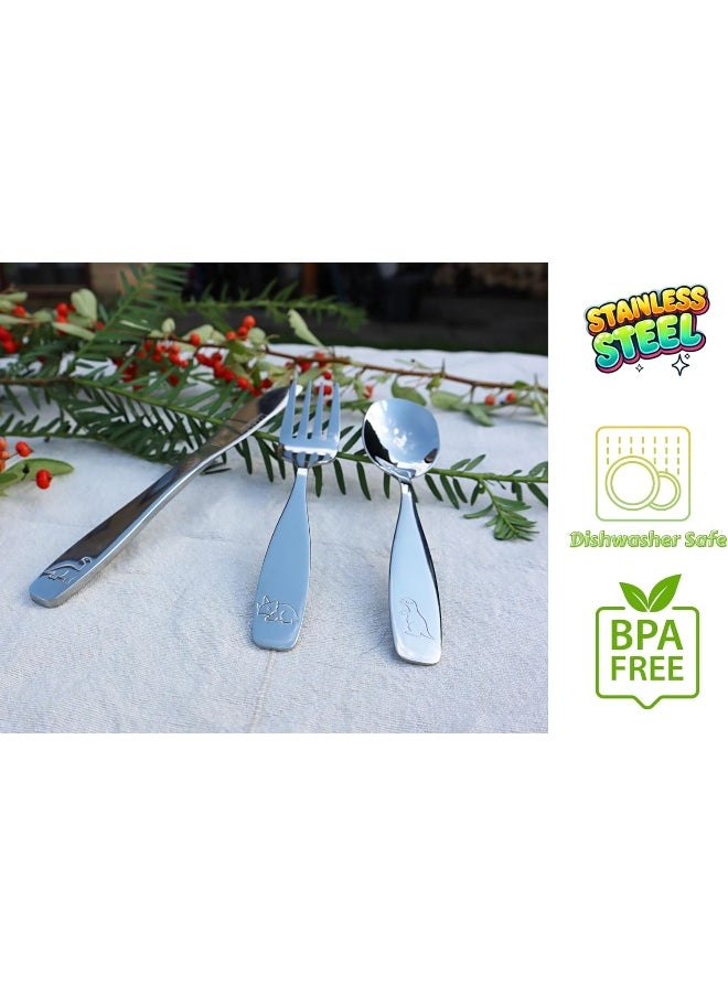 Exzact Children's Cutlery Stainless Steel 6pcs Set/Kids Cutlery/Toddler Utensils/Flatware - Engraved (Dinosaurs) - pzsku/Z1653FEAB0F1DDB846779Z/45/_/1738048076/b5546189-becb-4c65-8ce8-87e0133f955b