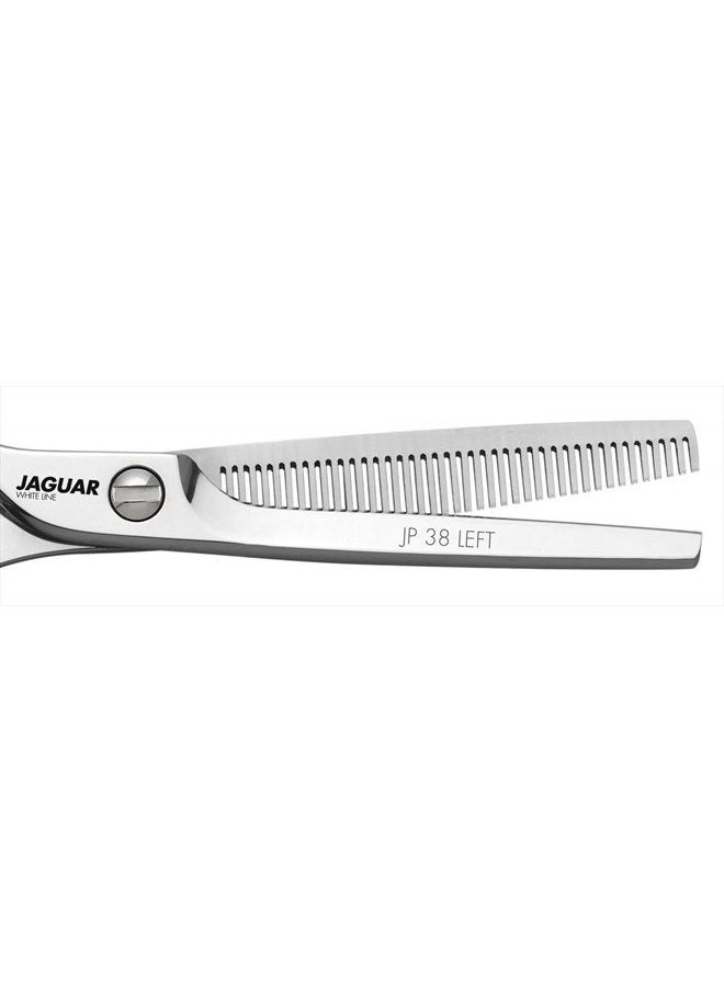 JAGUAR - Jaguar Shears White Line JP 38 5.25 Inch Left Handed Thinner Professional, Ergonomic, Steel Hair Thinning, Texturizing, Cutting & Trimming Scissors for Salon Stylists, Beauticians, & Barbers - Image 1