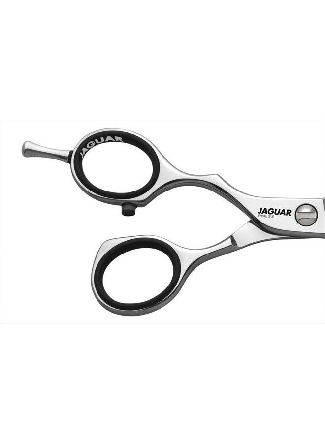 JAGUAR - Jaguar Shears White Line JP 38 5.25 Inch Left Handed Thinner Professional, Ergonomic, Steel Hair Thinning, Texturizing, Cutting & Trimming Scissors for Salon Stylists, Beauticians, & Barbers - Image 1