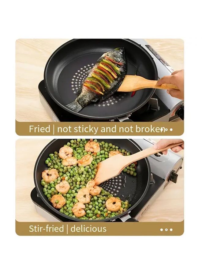 مقلاة حديد الزهر بسطح غير لاصق وملعقة خشبية لجميع أسطح الطهي - Image 4