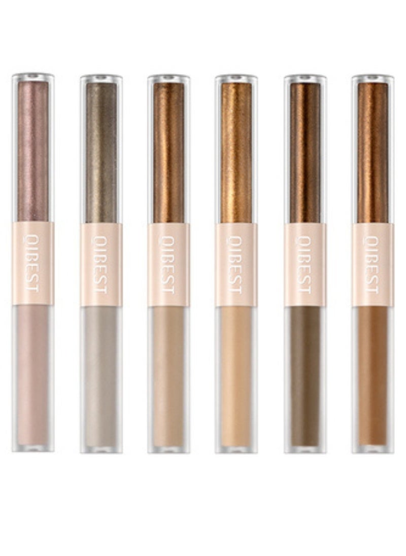 QiBest - 6Pcs Eyeshadow Make Up Set Sunset Dual Ended Liquid Eyeshadow Brilliant Gel Highlighter Shimmer Eyeshadow Pencil Double Head Gel Eyeshadow Crystals Eye Shadow for Shiny Makeup - Image 1