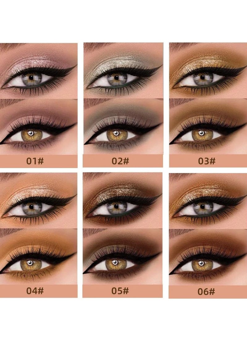 QiBest - 6Pcs Eyeshadow Make Up Set Sunset Dual Ended Liquid Eyeshadow Brilliant Gel Highlighter Shimmer Eyeshadow Pencil Double Head Gel Eyeshadow Crystals Eye Shadow for Shiny Makeup - Image 1