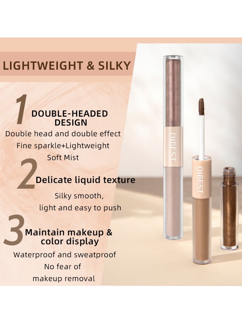 QiBest - 6Pcs Eyeshadow Make Up Set Sunset Dual Ended Liquid Eyeshadow Brilliant Gel Highlighter Shimmer Eyeshadow Pencil Double Head Gel Eyeshadow Crystals Eye Shadow for Shiny Makeup - Image 1