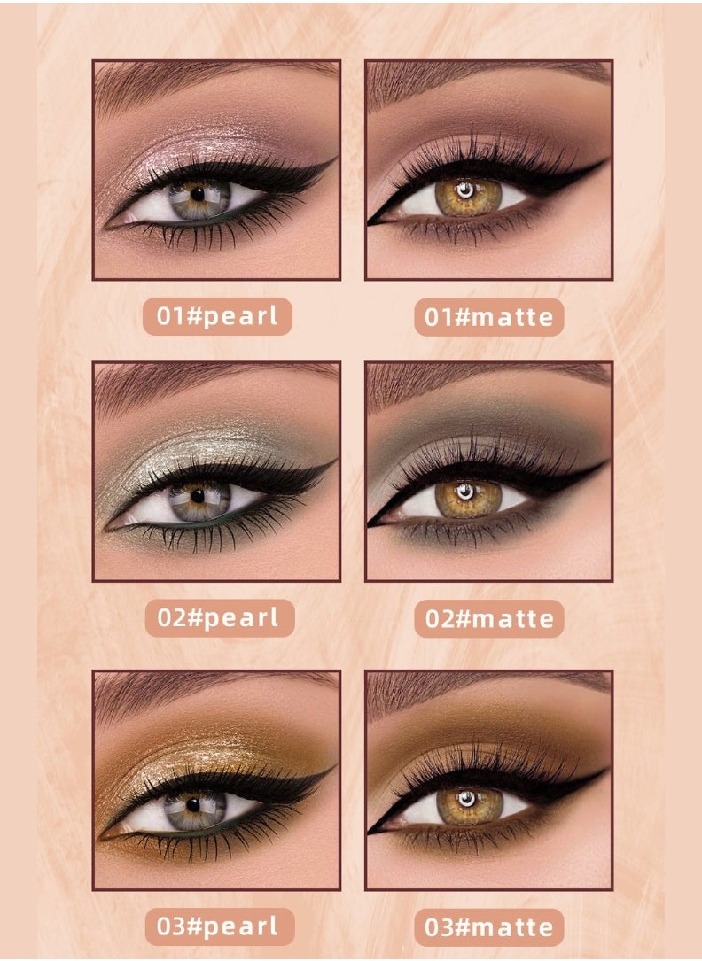 QiBest - 6Pcs Eyeshadow Make Up Set Sunset Dual Ended Liquid Eyeshadow Brilliant Gel Highlighter Shimmer Eyeshadow Pencil Double Head Gel Eyeshadow Crystals Eye Shadow for Shiny Makeup - Image 1