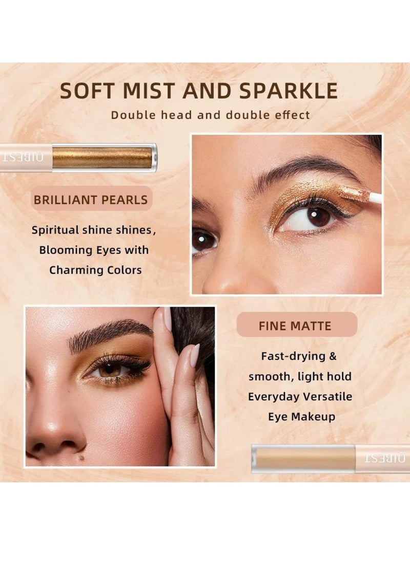 QiBest - 6Pcs Eyeshadow Make Up Set Sunset Dual Ended Liquid Eyeshadow Brilliant Gel Highlighter Shimmer Eyeshadow Pencil Double Head Gel Eyeshadow Crystals Eye Shadow for Shiny Makeup - Image 1