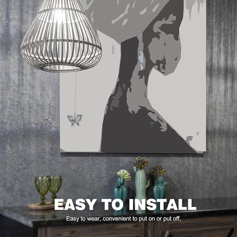 2Pcs Retro Style Ceiling Fan Pull Chain Extender with Decorative Butterfly Pendant Easy Installation - Image 5