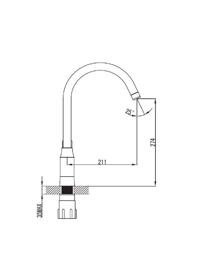 milano Charming Sink Mixer Single Handle Sink Mixer And Faucet For Bathroom Commercial Lavatories Toilet Kitchens L 52 x W 24 x H 7 cm - Image 2