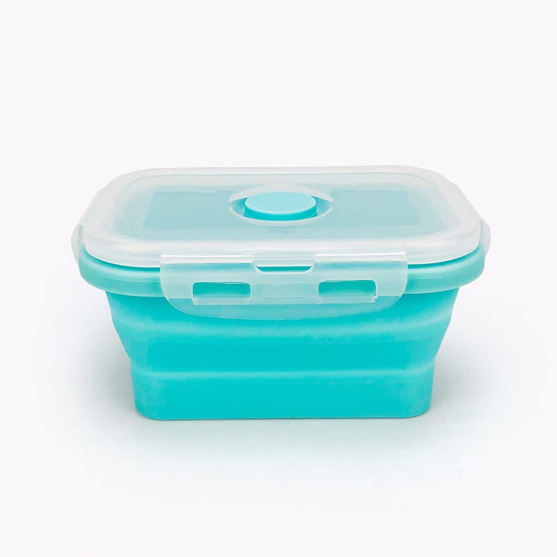CCyanzi 3piece Collapsible Food Storage Containers with Lids  Silicone Lunch Container  Microwave & Freezer Safe  Space Saving for Kitchen Cabinet and Camping Backpack (blue) - Image 4