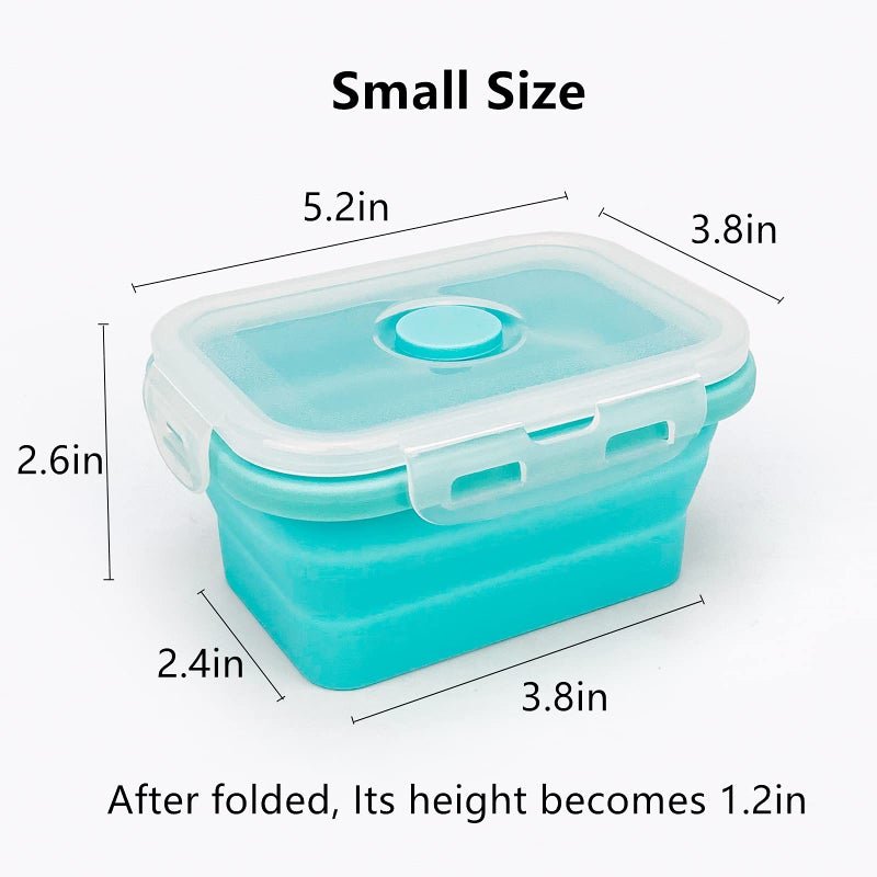 CCyanzi 3piece Collapsible Food Storage Containers with Lids  Silicone Lunch Container  Microwave & Freezer Safe  Space Saving for Kitchen Cabinet and Camping Backpack (blue) - Image 5
