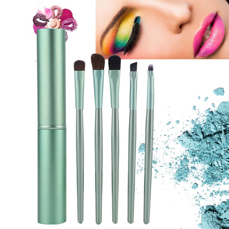 5pcs Portable Cosmetic Brush Eyeshadow Foundation Powder Brush Set Makeup Tool (Green) - Image 1
