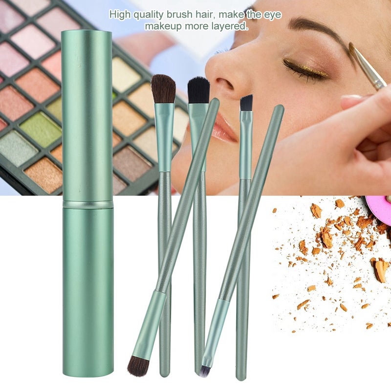 5pcs Portable Cosmetic Brush Eyeshadow Foundation Powder Brush Set Makeup Tool (Green) - Image 2