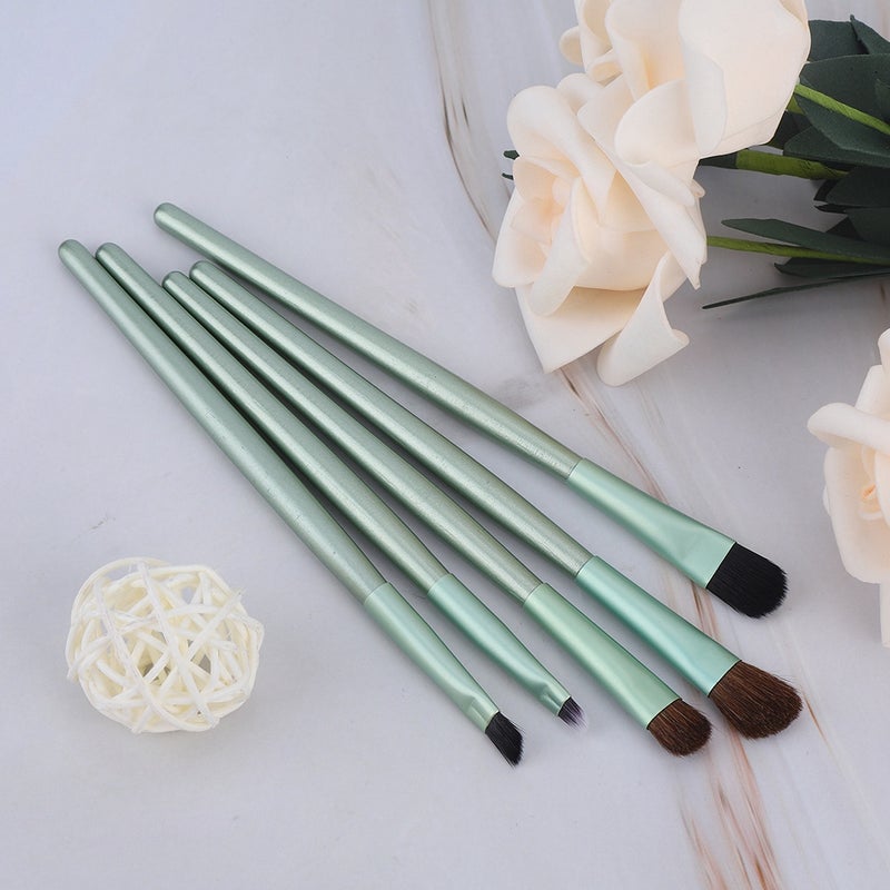 5pcs Portable Cosmetic Brush Eyeshadow Foundation Powder Brush Set Makeup Tool (Green) - Image 4