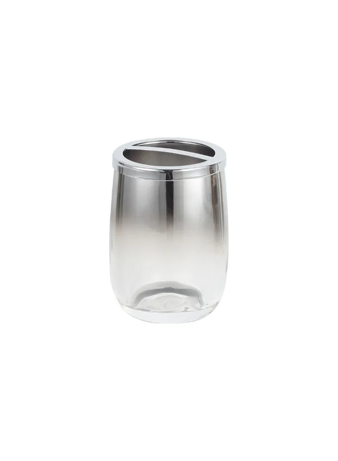 DANUBE HOME Velora Bathroom Accessories Set Glass Soap Dispenser Set Silver Modern Bath Set 7.1X20 Cm
