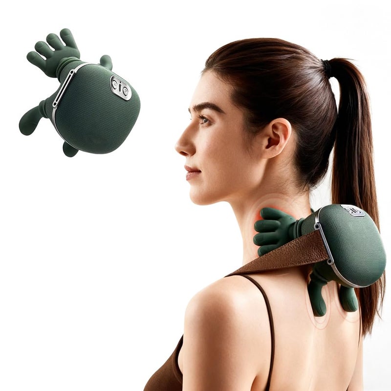 Dexmary Neck Massager with Heat, Neck Massager for Pain Relief Deep Tissue, Shiatsu Shoulder and Back Massager with 3 Modes & 2 Heat Levels, Portable and Rechargeable, Relax Muscle Tension (Green) - Image 1